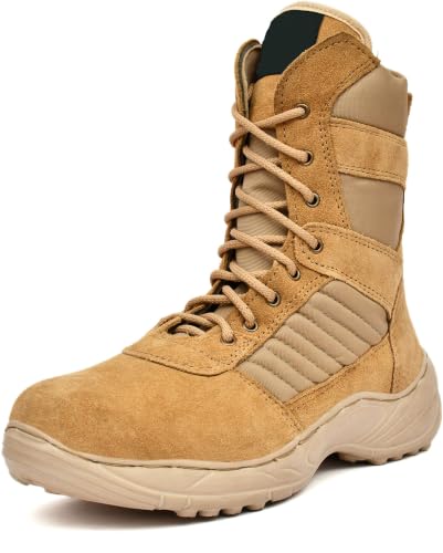 Image of Men's Genuine Leather Military Tactical Boots | High Ankle Army Commando Long Boots with Side Zip | Lightweight Trekking, Hiking & Outdoor Boots