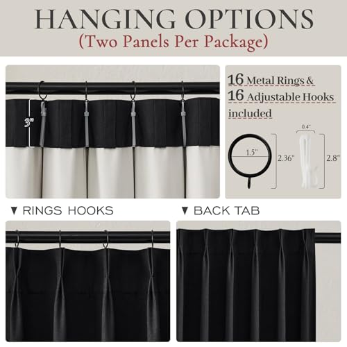 Image of Blackout Curtains 84 Inches Long, Complete Black Out Curtains for Bedroom /Sliding Glass Door 7ft Length 2 Panels Luxury Heavy Duty Pinch Pleated Linen Window Drapes Thermal Insulated (40 inchx84 inch Hook)