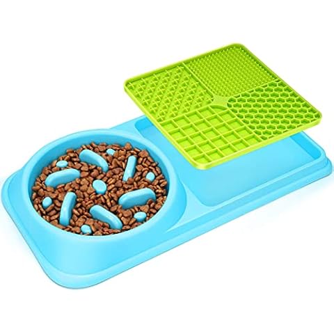Gobeigo 2 in 1 Slow Feeder Dog Bowls & Lick Mat, Slow Down Eating for Fast Eaters, Prevent Choking/ Bloat Stop/ Anxiety Reduction/ IQ Treat, Peanut Butter Lick Pad for Puppy Small Medium Lagre Dogs Cover