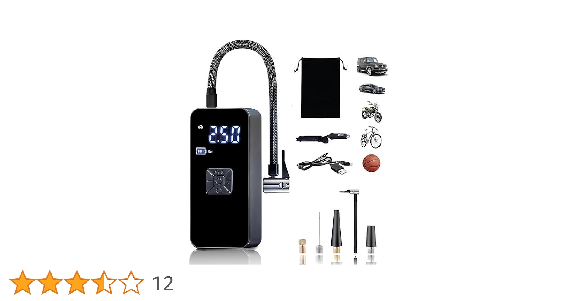 Amazon | 電動空気入れ 自転車 空気入れ 電動 小型 4000mAh 原付