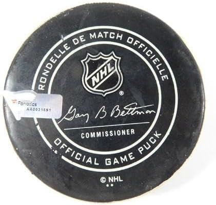 2018 Arizona Coyotes vs. Vancouver Canucks Game Used Puck 3-11-18 AA0031591 - NHL Unsigned Game Used Pucks