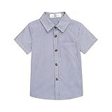 [YAYUPLUS] 男の子 フォーマル シャツ 子供シャツ 半袖 子供服 ワイシャツ 発表会 入学式 キッズ ジュニア 紳士服 七五三 入学式 誕生日 入園式 100/110/120/130/140/150cm ストライプ 無地 夏 (JP, 身長, 120, 22325-グレー)