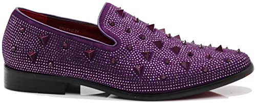 Image of SPK24 Men Vintage Spikes Sparkle Formal Tuxedo Stage Fashion Slip On Loafer Dress Shoes