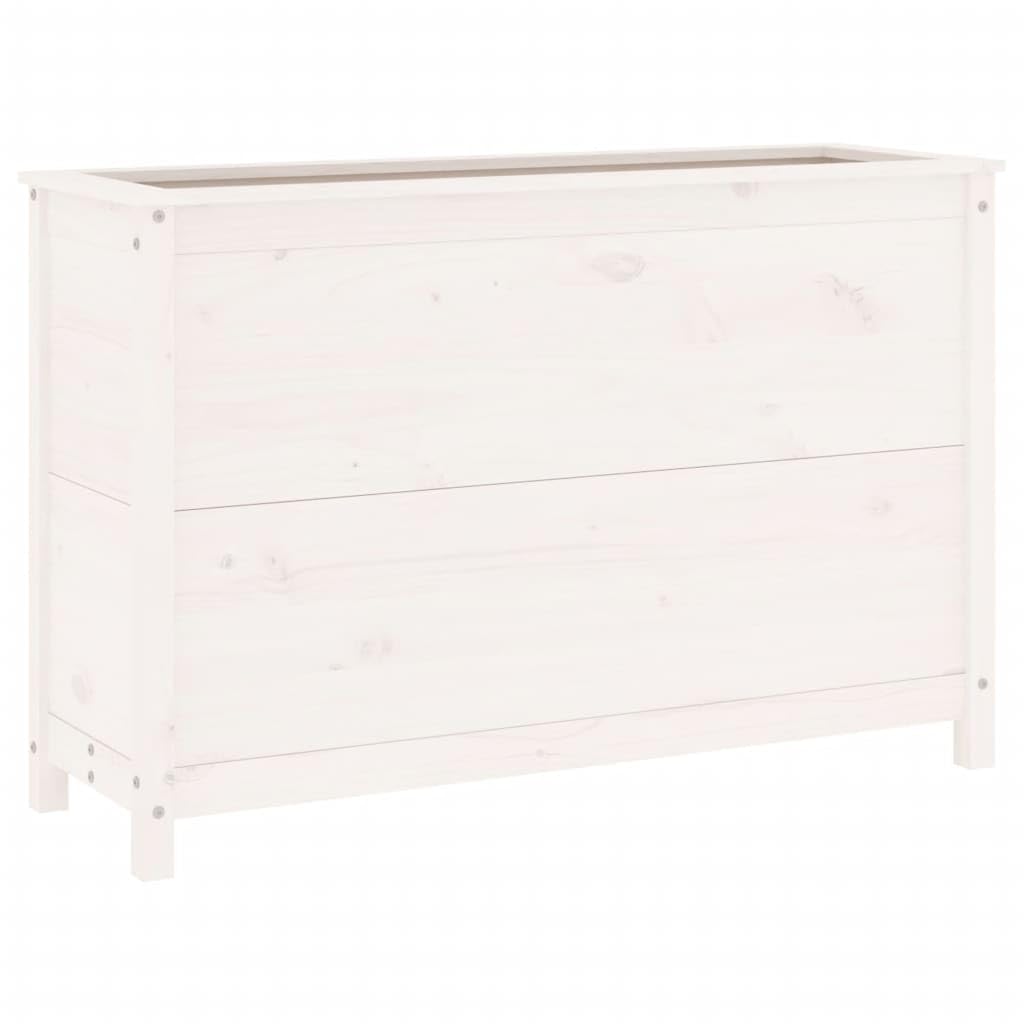 vidaXL Hochbeet, Holz Hochbeet für Garten Terrasse Balkon, Blumenkasten Pflanzbeet für Gemüse Kräuter Blumen, Gemüsebeet Kräuterbeet, Weiß Massivholz Kiefer