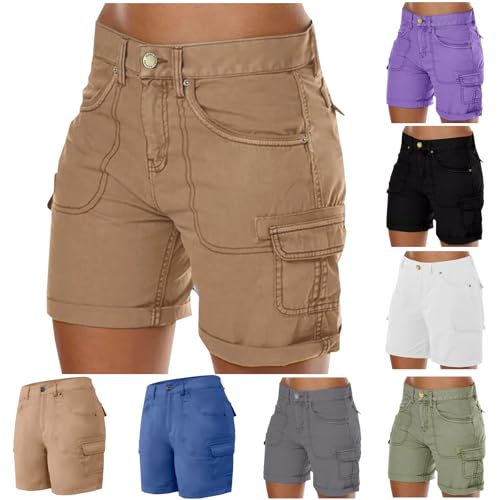 womens cargo shorts with pockets women womens ladies cargo bermuda summer shorts for women 01 Khaki S