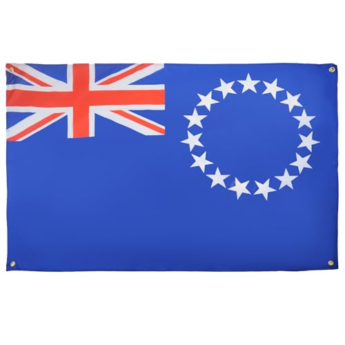 AZ FLAG Drapeau Iles Cook 150x90 cm avec 4 oeillets, Pavillon Cookien pour balcon ou mur