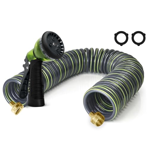 Image of Coil Hose 75FT EVA Coil Garden Hose With 3 /4'' Brass Connector