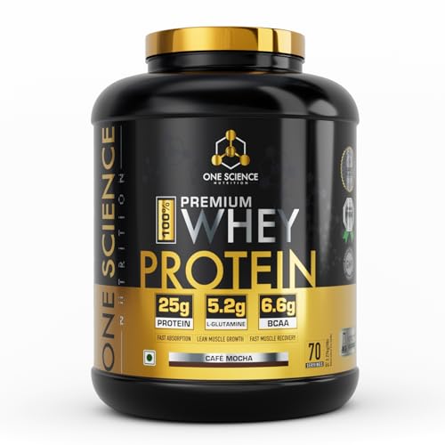 Image of One Science Nutrition Whey Protein Combo | 25g Protein, High BCAA | Supports Muscle Gain, Strength & Endurance | Free 150g Creatine | Cafe Mocha, 2.27 kg