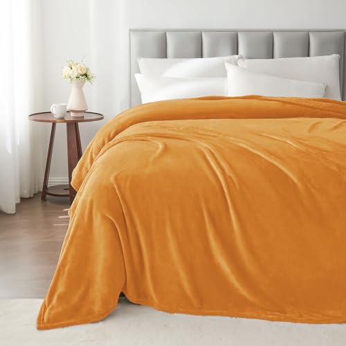 Image of BEDELITE Burnt Orange Throw Blankets for Couch & Bed, 300GSM Luxury Plush Cozy Fleece Blanket 50 inch x 60 inch, Super Soft Lightweight Fall Blanket for Travel Camping
