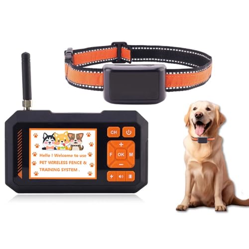 Wireless Dog Fence & Training System with Real-Time GPS Tracking, 2.8" Color Display, 5 Shape Boundaries, 0-9 Adjustable Shock, Waterproof, for Dogs 3-130 lbs (1 Transmitter + 1 Receiver)