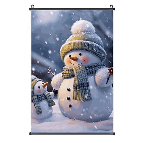 Poster sur toile bonhomme de neige avec crochet amovible facile a suspendre