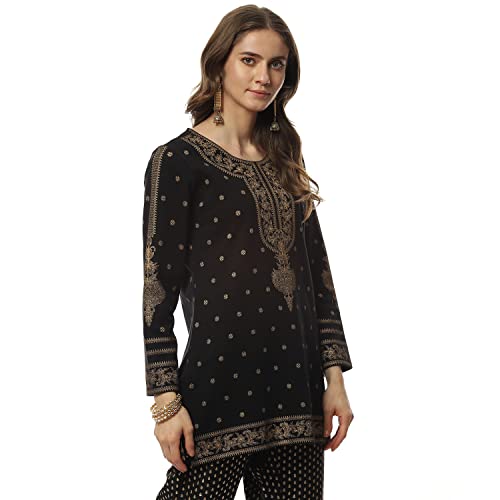 Image of BIBA Women Polyester Blend Straight Fit Printed Straight Kurta