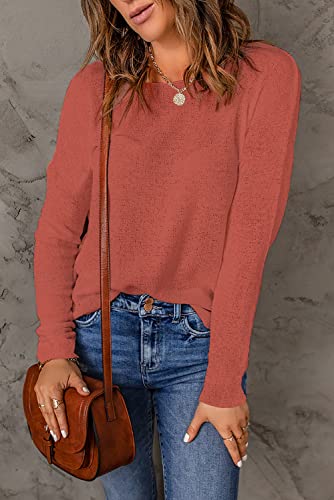 Image of Womens's Drop Shoulder Casual Loose Crewneck Lightweight Long Sleeve Pullover Sweaters