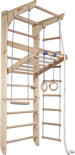 Wall Bars for Kids, Wood Stall Bar, Wooden Swedish Ladder, Kinder-4' - Certificate of Safe USE Home Gym Gymnastic, Climbing Kids, Indoor Children Playground 87' x31.5