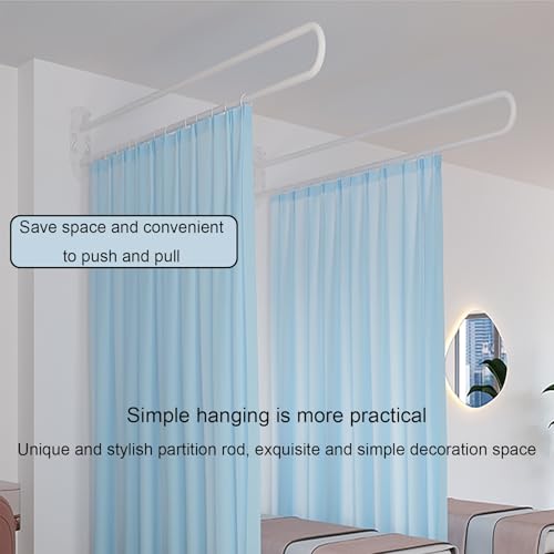 U-förmige Raumteiler-Vorhänge – Wandmontierte Sichtschutz-Trennwände für Schlafzimmer, Salons und Ankleideräume | DIY Metallstütze Medizinischer Vorhang für Zuhause & Büro