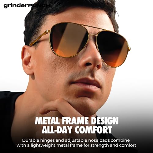 Image of grinderPUNCH Big XL Wide Frame Extra Large Polarized Aviator Sunglasses for Big Heads Men Oversized