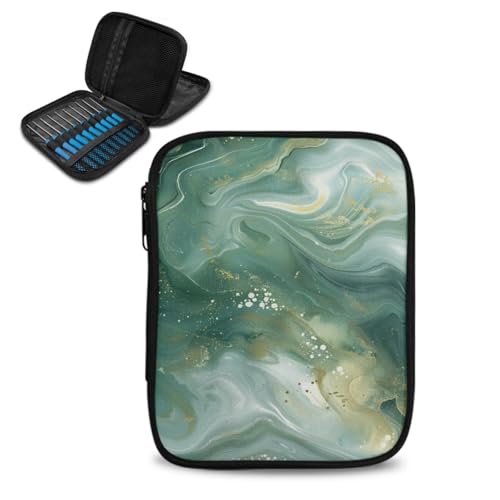 Bivxisrvo Marble Crochet Hook Case, Portable Crochet Needle Case, Crochet Hook Organizer Storage Bag, Knitting Needle Organizer for Knitting Needles and Other Accessories (Bag Only)