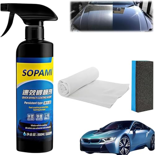 Car Coating Spray, 500ML Quick Effect Coating Agent, Quickly Coat Car Wax, Polish Spray Waterless Wash Wax, Oil Film Emulsion Glass Cleaner