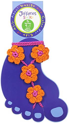 Jefferies Socks Big Girls' Daisy Crochet Barefoot Sandal2