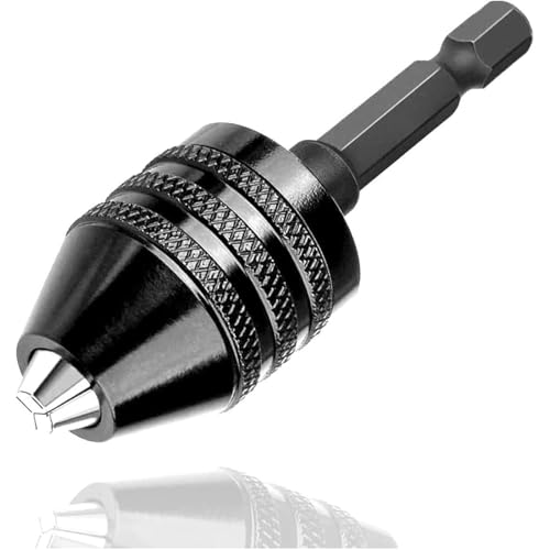 TICFOX Mandrino a Chiusura Rapida Autoserrante, Mandrino portapunte senza chiave da 0,3-6,5 mm Adattatore convertitore a cambio rapido con attacco esagonale da 1/4 per Cacciavite