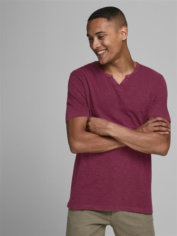 JACK & JONES Herren JJESPLIT Neck Tee SS Pack A: Port Royale, Flint Stone, Cloud Dancer, XS (EU) – Ansicht 3