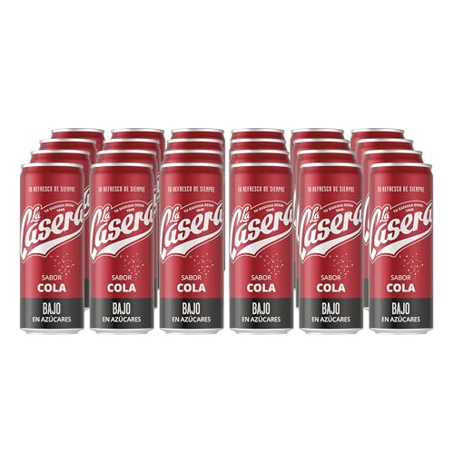 La Casera Cola, Refresco con gas, Cero Azúcares añadidos - Lata, Pack 24 x 33 cl