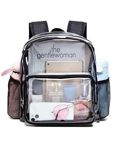 Vorspack Clear Mini Backpack - Stadium Approved 12x12x6 Small, Stadium Backpack for Women with 2 Water Holders Heavy Duty for Concert Work Sport Games Festival Venues - Black3