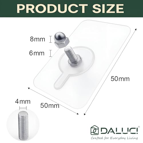 Image of DALUCI 50 Pcs Self Adhesive Wall Hooks for Hanging | Heavy Duty Adhesive Hooks for Wall | Screw Nail Free Sticky Hooks for Wall Heavy Items Without Drilling | Transparent Wall Hanger Hook (Pack of 50)