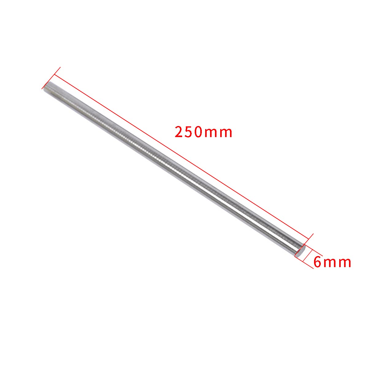 Aste Rotonde in Acciaio Inox 304 6 mm x 250 mm per Albero Tornio Barra Rotonda Solida