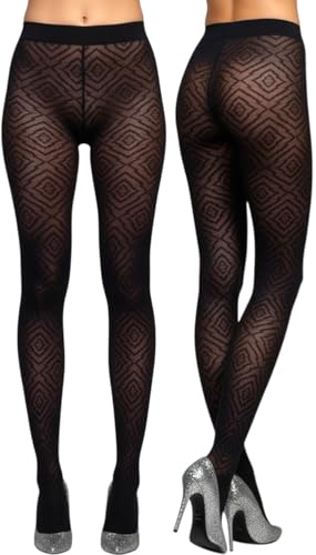 Image of ToBeInStyle Women's Strappy Zig Zag Lace Up Bandage Print Fashion Goth Tights