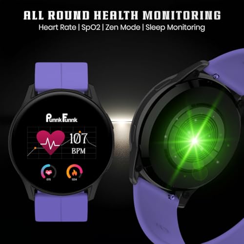 Image of PunnkFunnk Active 5 Smart Watch with 1.3 inch AMOLED HD Display | Bluetooth Calling, AI Voice Assistant, 100+ Sports Modes, Heart Rate & SPO₂ Tracking, IP68 Waterproof for Men & Women- (Purple)