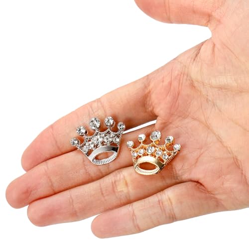 Okllen 48 Pieces Small Crown Brooches, Silver Gold Crown Pins, Fashion Rhinestone Brooch Pins for Women, Men, Lapel, Sashes, Wedding3