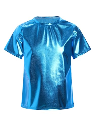 Opiniones y reviews de Camisetas y tops para Niña favoritos de las personas. 43 Miutii Niños Niños Niñas Camisetas Metálicas Brillantes Cuello Redondo Manga Corta Tops De Baile Jazz Hip Hop Ropa De Danza Moderna Azul 7-8 Años