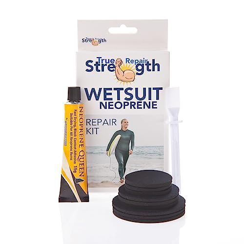 Kit de reparación para traje seco de neopreno, vadeadores de pesca de neopreno, pegamento impermeable y parches de neopreno incluidos, fijación resistente y duradera