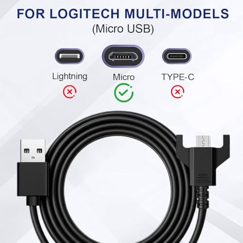 Image of Verilux Micro USB Cable for Logitech Gaming Game Mouse, 5.9Ft /1.8M Micro USB Cable Fast Charging for Wireless Game Mouse G403 /G703 /G900 /G903, G-Pro, G-pro X, G560 Speaker, Mechanical Keyboard