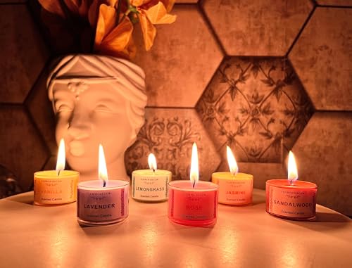 Image of Floryn Decor Scented Candles Gift Set for Home Decor, Non-Breakable and Reusable Jars, Fragrances - Lavender, Rose, Vanilla, Jasmine, Sandalwood, Lemongrass (24)
