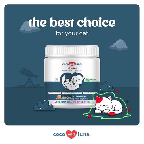 L-Lysine for Cats 900mg - Immune, Eye & Respiratory Support Powder | 900mg/scoop L-Lysine supports immune, eye & respiratory health. For cats with sneezing, runny nose, cold & herpes symptoms. - Image 7