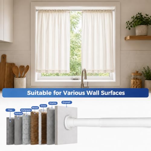 Image of ALLZONE Heavy Duty Tension Shower Curtain Rod 28-42 Inches for Bathroom, Window, Non-Slip, Adjustable with Strong Spring Pole for Closet, Doorway, No Rust, No Drilling, White