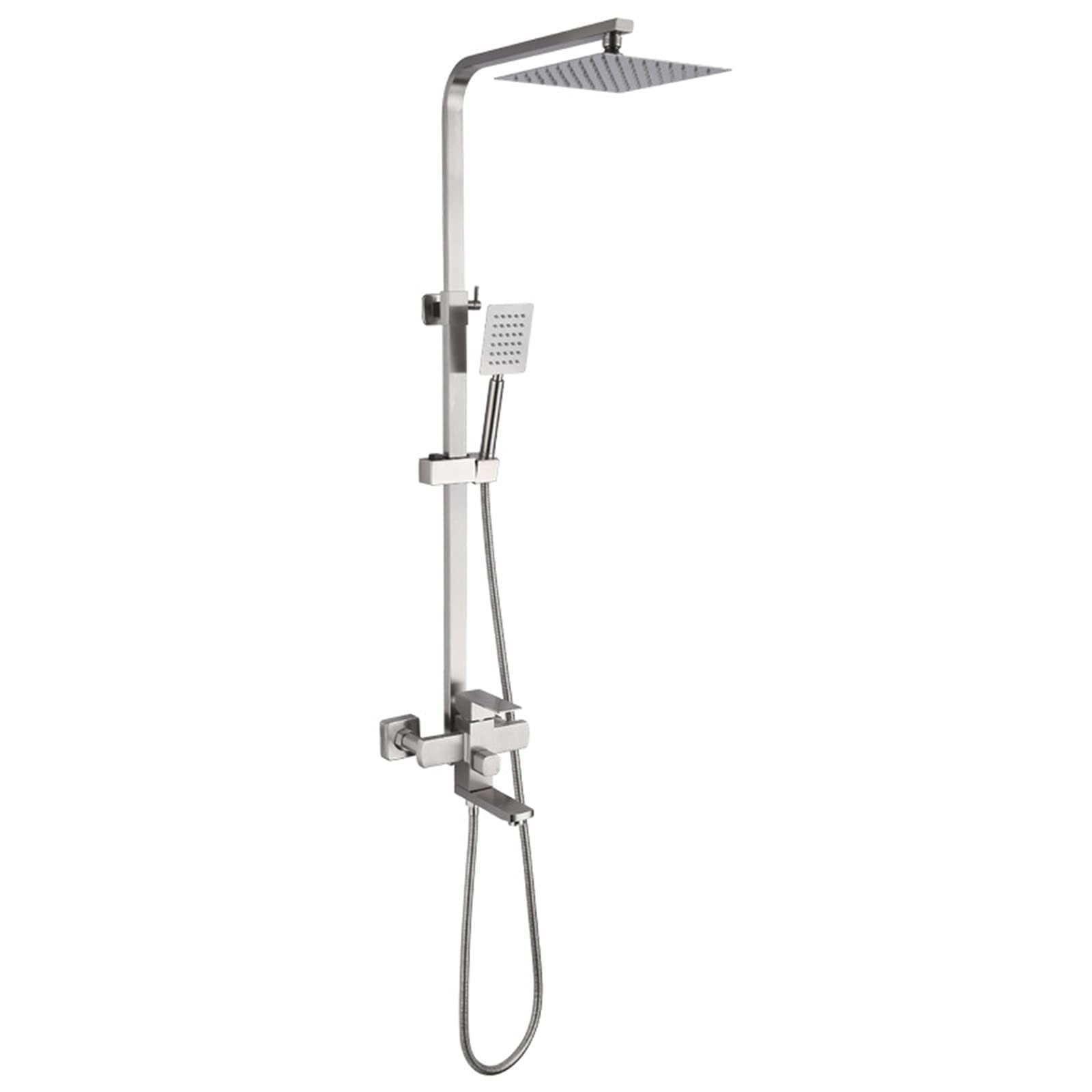 AYCDL Shower Kits with Overhead Shower 304 Stainless Steel Brushed, Hot and Cold Multifunctional Square Shower Head Limestone-Proof Shower System