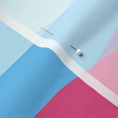 Miniatura 5 de Spoonflower Fabric - Vibrant Waves Vintage 80S 1980S Retro Blue Pink Yellow Rainbow Radical Printed on Chiffon Fabric Fat Quarter - Sewing Fashion