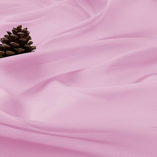 Image of OWENIE Extra Long Pink Sheer Curtains 96 Inches Long 2 Panels Set, Soft Lightweight Airy Voile Sheer Curtain for Bedroom Living Room, Rod Pocket Solid Color Farmhouse Curtains, 59 inch Wx96 L Inch