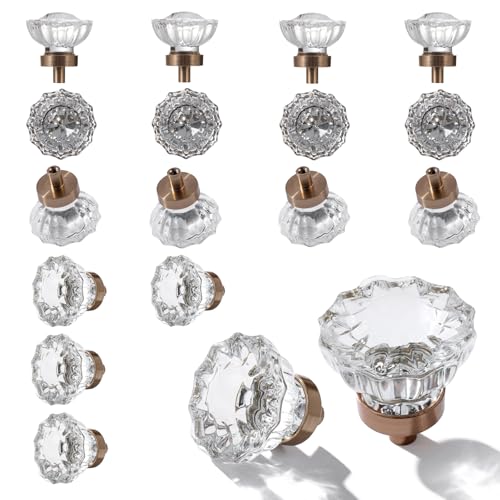 Image of 16 Pack Champagne Bronze Crystal Cabinet Knobs for Drawer,1.5 inch