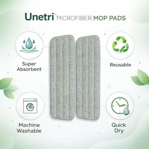 Image of Microfiber Mop Pads Replacement (2 Pack) - Universal Fit for Spray Mops & Dust Mops - Reusable, Machine Washable with 360 Degree Rotating Head - 15.3 inch x 5.1 inch - Grey [ONLY Pads]
