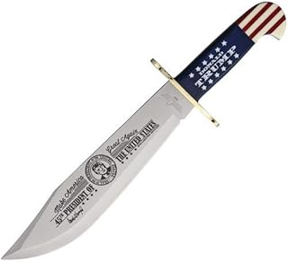 Timber Wolf Limited Edition Trump Bowie Knife and Sheath – 3Cr13 Stainless Steel Blade, Wooden Handle Scales, Brass Guard – Commemorate the 45th President with this Collectible - 16” Overall - Timber Wolf