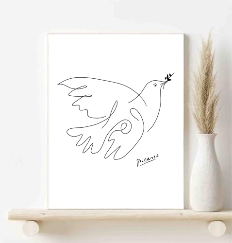 El Mejor Listado de Paloma Picasso los más recomendados. 40 Pósters de lona con líneas dibujadas de Picasso, sin marco, tamaño 30 x 50 cm, 11.8 x 19.68 pulgadas (Picasso Dove of Peace, Picasso, arte de pared de paloma Picasso, póster de...