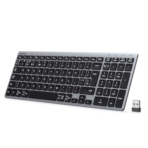 UGREEN Wireless Keyboard Bluetooth Keyboard with UK Layout Mini and Rechargeable Ergonomic Keyboard BT5.4 &2.4GHz Dual Modes Connect 3 Devices for ipad/PC/Tablet Windows/macOS/Android/Linux etc.