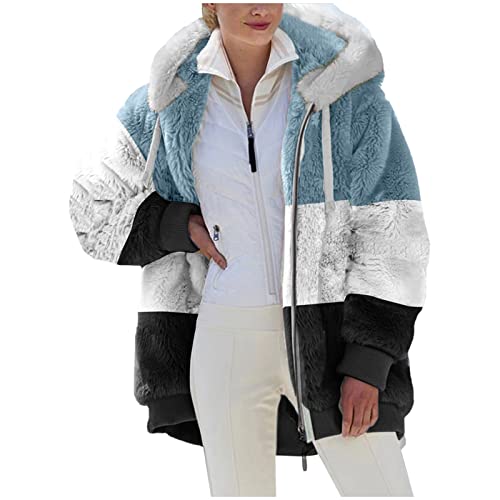 Damen Fleecejacke Warme Bequem, Winterjacke Stylisch Funktional, Winter Warm Lose Plüsch Zip Hooded Jacke, Plüschjacke Elegant Schick, Sale Angebote Teddyjacke Lässig Tolle Steppjacke