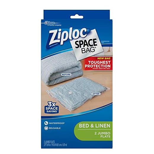 Ziploc Reusable Clothes Storage Bags, 2 Jumbo Vacuum Seal Storage Bags, Space Bags