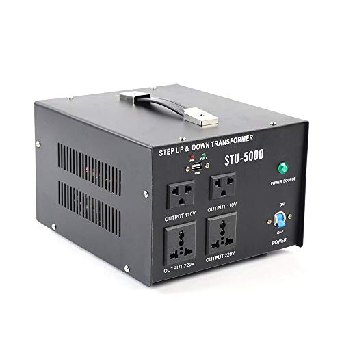 5000W Voltage Electric Converter Transformer Five Outputs Volt Converter Step Up/Down 110V To/From 220V +Usb Connection Usa Stock #TOP2