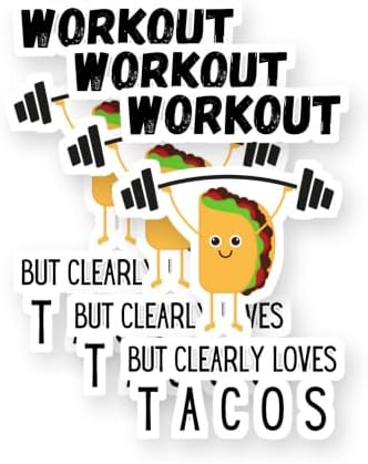 Clearly Loves Tacos - Tacos Lover Workout Vinyl Stickers 3 Pack 3 Inch image 5